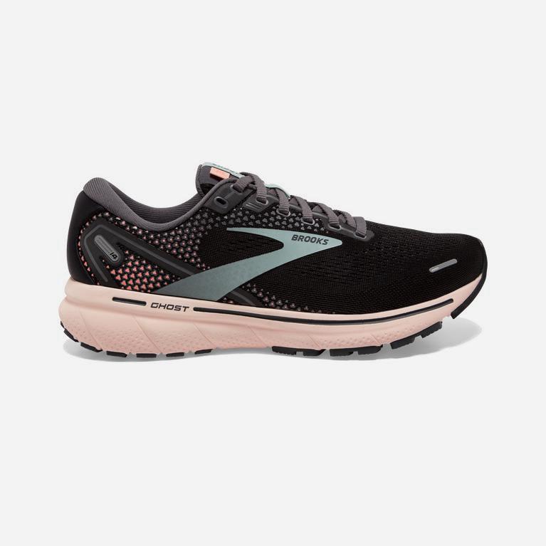 Brooks Ghost 14 Israel - Women's Cushioned Road Running Shoes - Black/Pearl/PeachPuff (32149-CADJ)